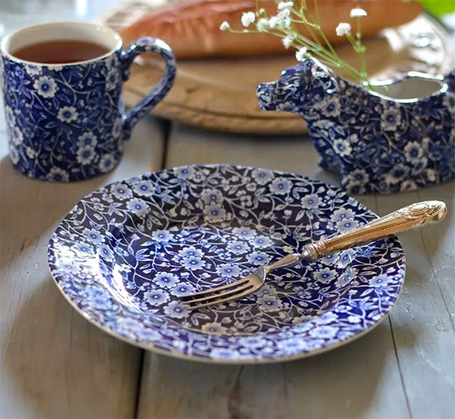 イギリス製 Burleigh バーレイ社 Blue Calico ブルーキャリコ プレート S 19cm 皿 お皿 取り皿 洋食器 英国食器 テーブルウエア ※ギフトボックス別売り