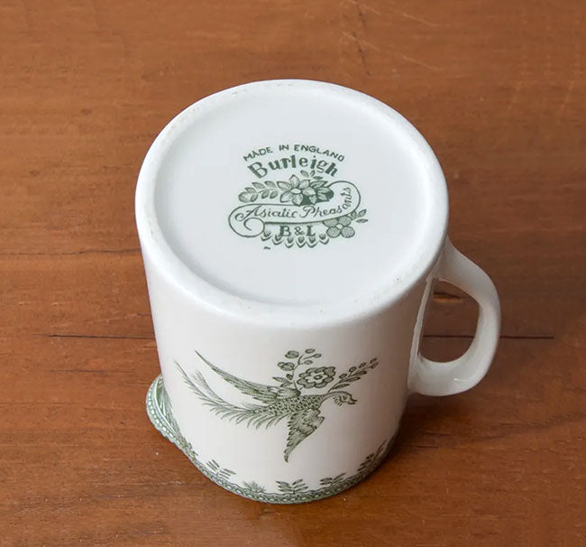 イギリス製 Burleigh バーレイ社 Green Asiatic Pheasants グリーンアジアティックフェザンツ タンガードジャグ Sサイズ(190ml) ジャグ ミルク入れ ミルクポット 洋食器 英国食器 テーブルウエア