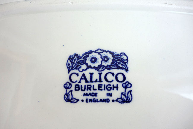 イギリス製 Burleigh バーレイ社 Blue Calico ブルーキャリコ ふた付バターボックス 洋食器 食器 保存容器 調味料入れ 小物入れ