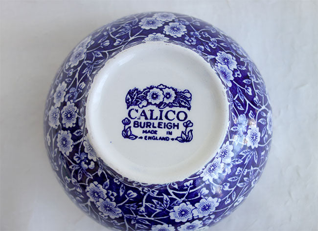 イギリス製 Burleigh バーレイ社 Blue Calico ブルーキャリコ サラダボウル Sサイズ ボウル スープボウル 深皿 洋食器 食器
