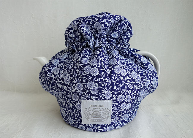 Burleigh バーレイ社 Blue Calico ブルーキャリコ オープントップティーコージー ティーポットカバー 保温 キッチンファブリック 花柄