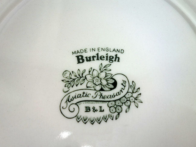 イギリス製 Burleigh バーレイ社 Green Asiatic Pheasants グリーンアジアティックフェザンツ プレート 25.5cm 大皿 お皿 皿 洋食器 英国食器 テーブルウエア 花柄