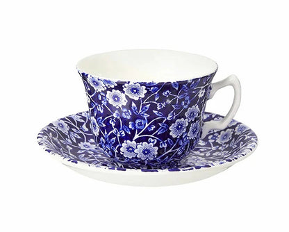 イギリス製　Burleigh (バーレイ社)　Blue Calico(ブルーキャリコ)　カップ＆ソーサー  ※ギフトボックス別売り