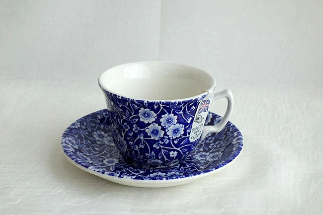 イギリス製　Burleigh (バーレイ社)　Blue Calico(ブルーキャリコ)　カップ＆ソーサー  ※ギフトボックス別売り