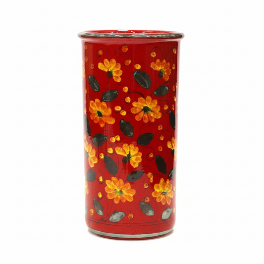 イタリア製　陶器　傘立て 花柄(レッド) レインラック　アンブレラスタンド　カサ立て　玄関収納