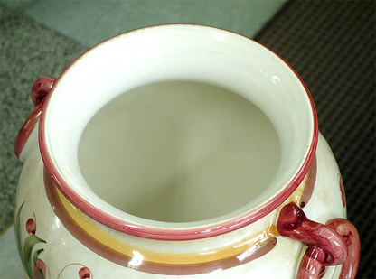 イタリア製　陶器　傘立て 壺型(花柄ピンク) レインラック　アンブレラスタンド　カサ立て　玄関収納