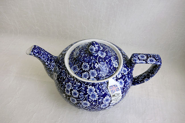 イギリス製　Burleigh バーレイ社　Blue Calico ブルーキャリコ　ティーポット　Lサイズ　3～4人分 ポット　急須　洋食器　花柄　おしゃれ