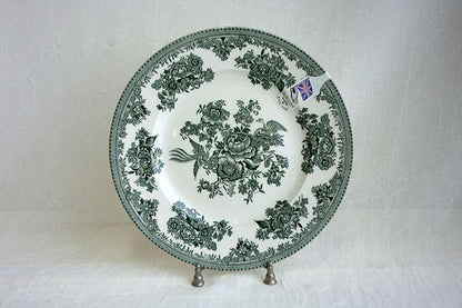 イギリス製　Burleigh バーレイ社　Green Asiatic Pheasants グリーンアジアティックフェザンツ　プレート　22cm　 皿　お皿　洋食器　花柄　おしゃれ
