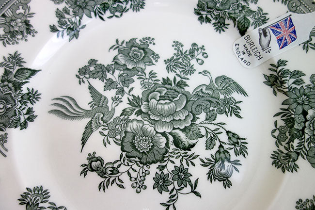 イギリス製　Burleigh バーレイ社　Green Asiatic Pheasants グリーンアジアティックフェザンツ　プレート　22cm　 皿　お皿　洋食器　花柄　おしゃれ