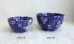 イギリス製　Burleigh バーレイ社　Blue Calico ブルーキャリコ　シュガーボウル　Lサイズ サラダボウル　ボウル　洋食器　英国食器　テーブルウエア