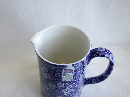 イギリス製　Burleigh バーレイ社　Blue Calico　 ブルーキャリコ　タンカートジャグ　XLサイズ（1.4L） ジャグ　ピッチャー　洋食器　英国食器　テーブルウエア　 花瓶　花器　花柄　