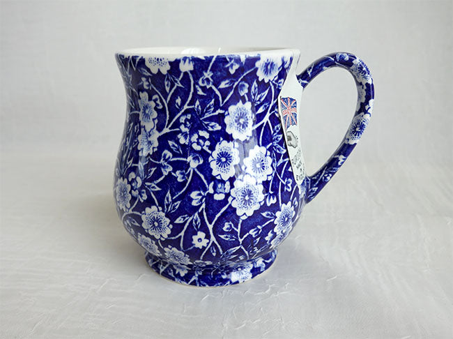 イギリス製　Burleigh バーレイ社　Blue Calico　 ブルーキャリコ　サンドリガムマグ　マグカップ　 マグ　洋食器　英国食器　テーブルウエア　花柄　ブルー※ギフトボックス別売り