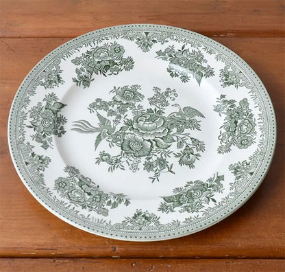 イギリス製　Burleigh バーレイ社　Green Asiatic Pheasants グリーンアジアティックフェザンツ　プレート 25.5cm 大皿　お皿　皿　洋食器　英国食器　テーブルウエア　花柄