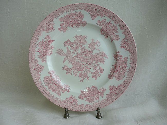 イギリス製　Burleigh バーレイ社　Pink Asiatic Pheasants ピンクアジアティックフェザンツ　プレート　22cm　 お皿　皿　洋食器　英国食器　テーブルウエア　花柄　ピンク　