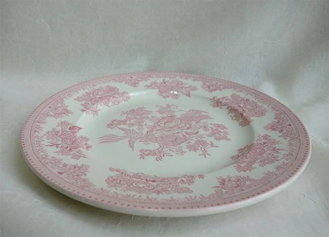 イギリス製　Burleigh バーレイ社　Pink Asiatic Pheasants ピンクアジアティックフェザンツ　プレート　22cm　 お皿　皿　洋食器　英国食器　テーブルウエア　花柄　ピンク　