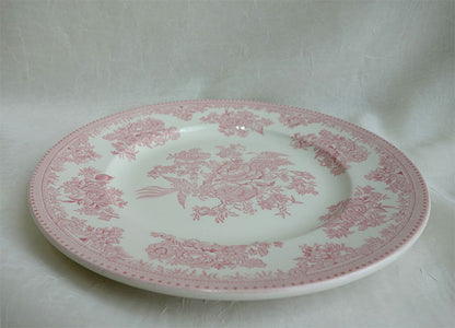 イギリス製　Burleigh バーレイ社　Pink Asiatic Pheasants ピンクアジアティックフェザンツ　プレート　22cm　 お皿　皿　洋食器　英国食器　テーブルウエア　花柄　ピンク　