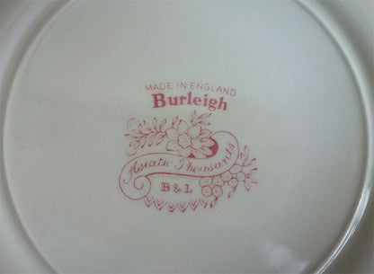 イギリス製　Burleigh バーレイ社　Pink Asiatic Pheasants ピンクアジアティックフェザンツ　プレート　22cm　 お皿　皿　洋食器　英国食器　テーブルウエア　花柄　ピンク　