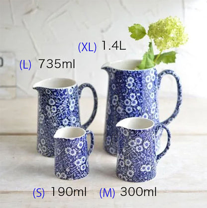 イギリス製　Burleigh バーレイ社　Blue Calico ブルーキャリコ　タンカートジャグ　Sサイズ（190ml） ジャグ　ミルク入れ　ミルクポット　洋食器　英国食器　テーブルウエア