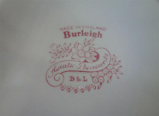 イギリス製　Burleigh バーレイ社　Pink Asiatic Pheasants ピンクアジアティックフェザンツ　プレート　25.5cm　 お皿　皿　大皿　洋食器　テーブルウエア　英国食器　花柄　ピンク